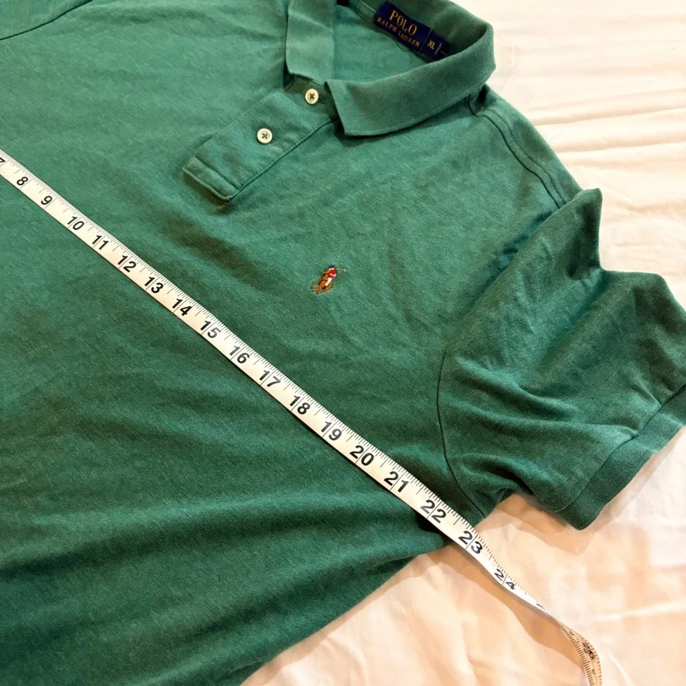 Polo Ralph Lauren Mens XL Heather Green Short Sleeve Cotton Jersey‎ Polo Shirt